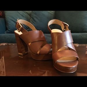 Michael Kors Luggage Brown Platform Sandals